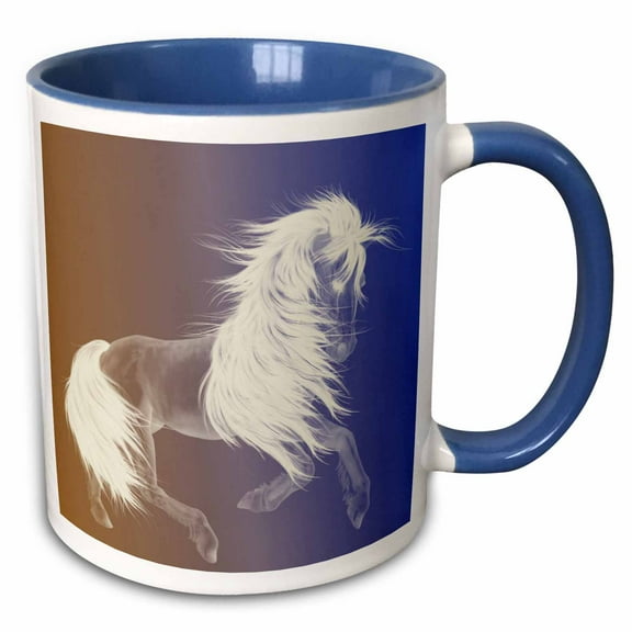3drose, Spirit of the Horse- Animals- White Horse, 11oz Two-tone Blue Mug
