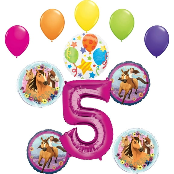 Spirit Party Supplies 5th Birthday Riding Free 11 pc Balloon Bouquet Decorations