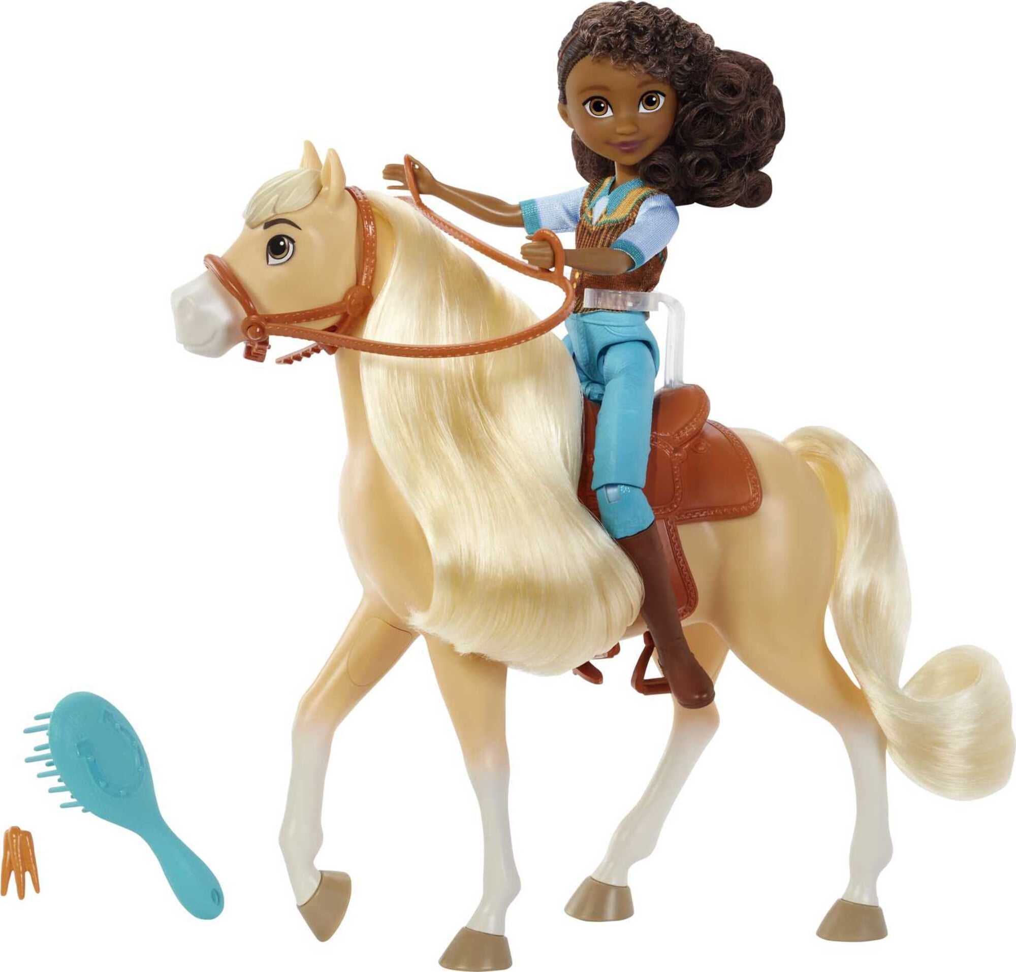 Spirit Pru Doll (7 in) with Fashion Top, Treats, Brush & Chica Linda Horse (8 in), Soft Mane & Tail, 3 & Up