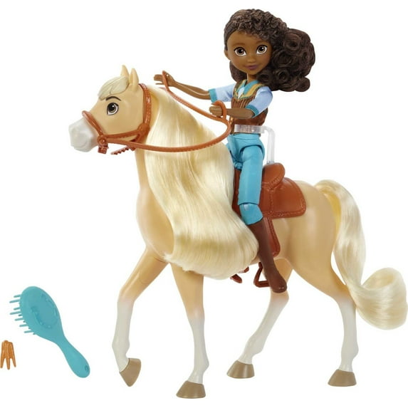 Spirit Pru Doll (7 in) with Fashion Top, Treats, Brush & Chica Linda Horse (8 in), Soft Mane & Tail, 3 & Up