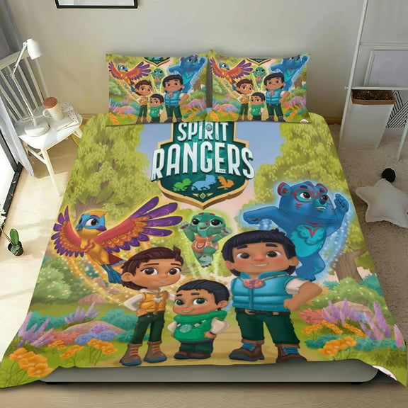 Spirit Rangers Themed Bed Sheet Set Three Piece Set 36x75 In ches Comfortable And Skin Friendly Unique Design Creating A Star Studded Night Home Decor Gifts For Family Friends fans