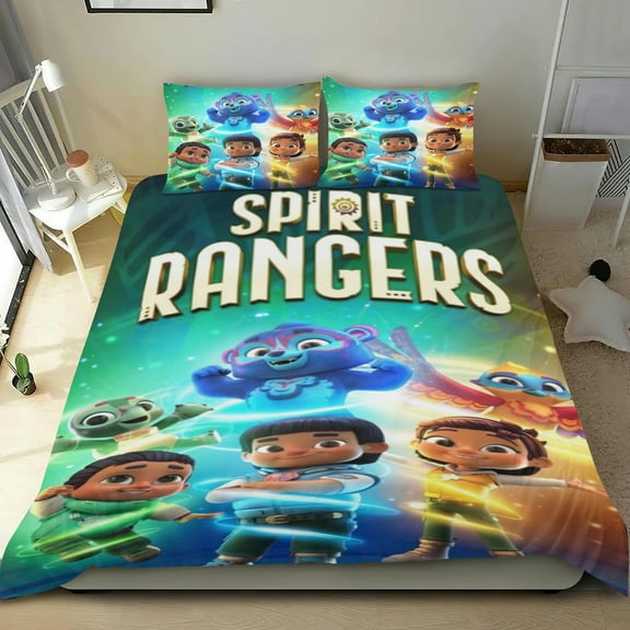 Spirit Rangers Themed Bed Sheet Set Three Piece Set 53x79 In ches Comfortable And Skin Friendly Unique Design Creating A Star Studded Night Home Decor Gifts For Family Friends fans