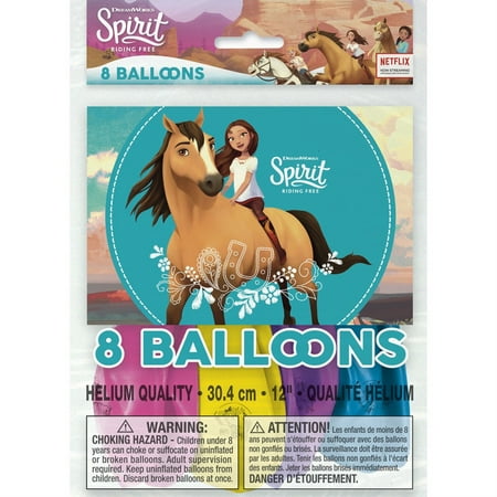 Unique Industries Spirit Riding Free Latex Balloons - 12" Assorted Colors 8 Pcs