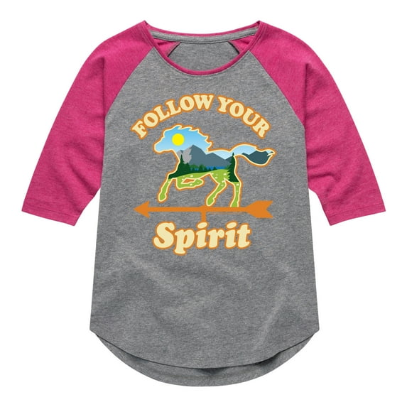 Spirit Riding Free - Follow Your Spirit - Toddler And Youth Girls Raglan Graphic T-Shirt