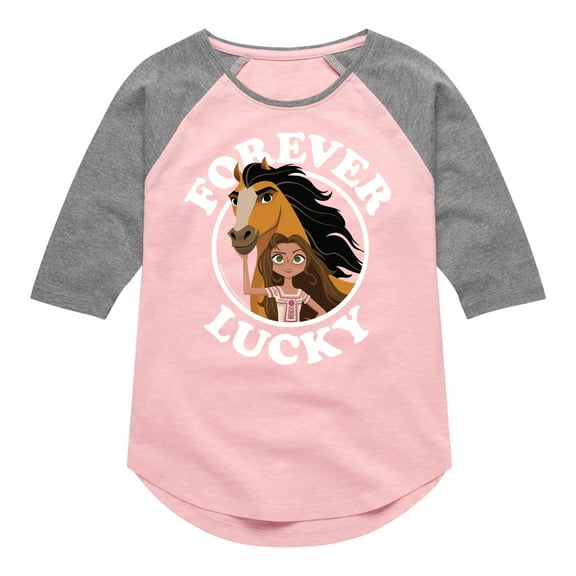 Spirit Riding Free - Forever Lucky - Toddler And Youth Girls Raglan Graphic T-Shirt
