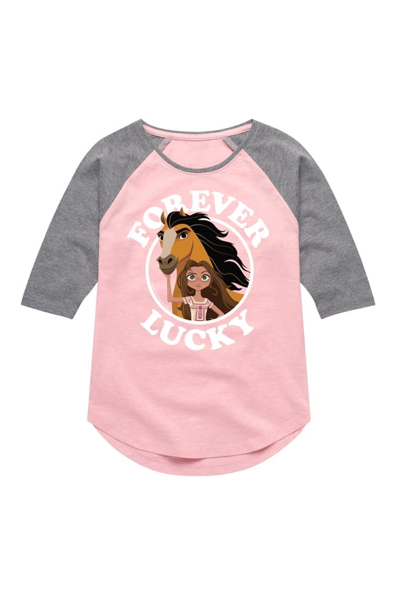 Spirit Riding Free - Forever Lucky - Toddler And Youth Girls Raglan Graphic T-Shirt