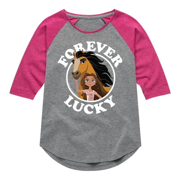 Spirit Riding Free - Forever Lucky - Toddler And Youth Girls Raglan Graphic T-Shirt