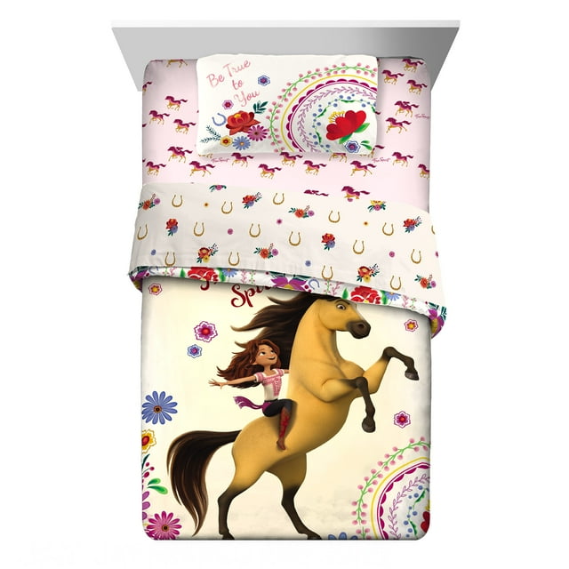 Spirit Riding Free Kids Twin Bed in a Bag, Comforter and Sheets, Yellow
