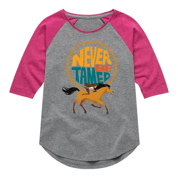 Spirit Riding Free - Never Be Tamed Sunset - Toddler And Youth Girls Raglan Graphic T-Shirt