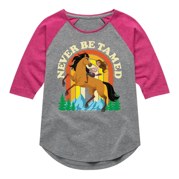 Spirit Riding Free - Never Be Tamed - Toddler And Youth Girls Raglan Graphic T-Shirt