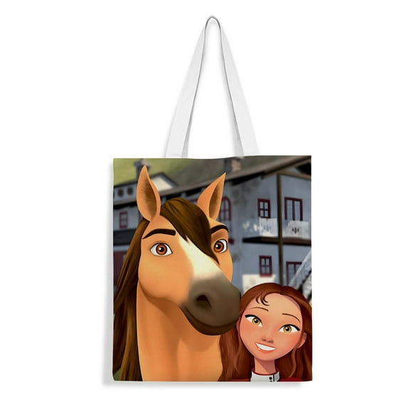 Spirit Riding Free canvas Tote Bag handbag: Aesthetic bag designed for women, perfect for grocery shopping. Reusable with an inner zipper, size 13.8 x 15.8 inches (35x40cm).