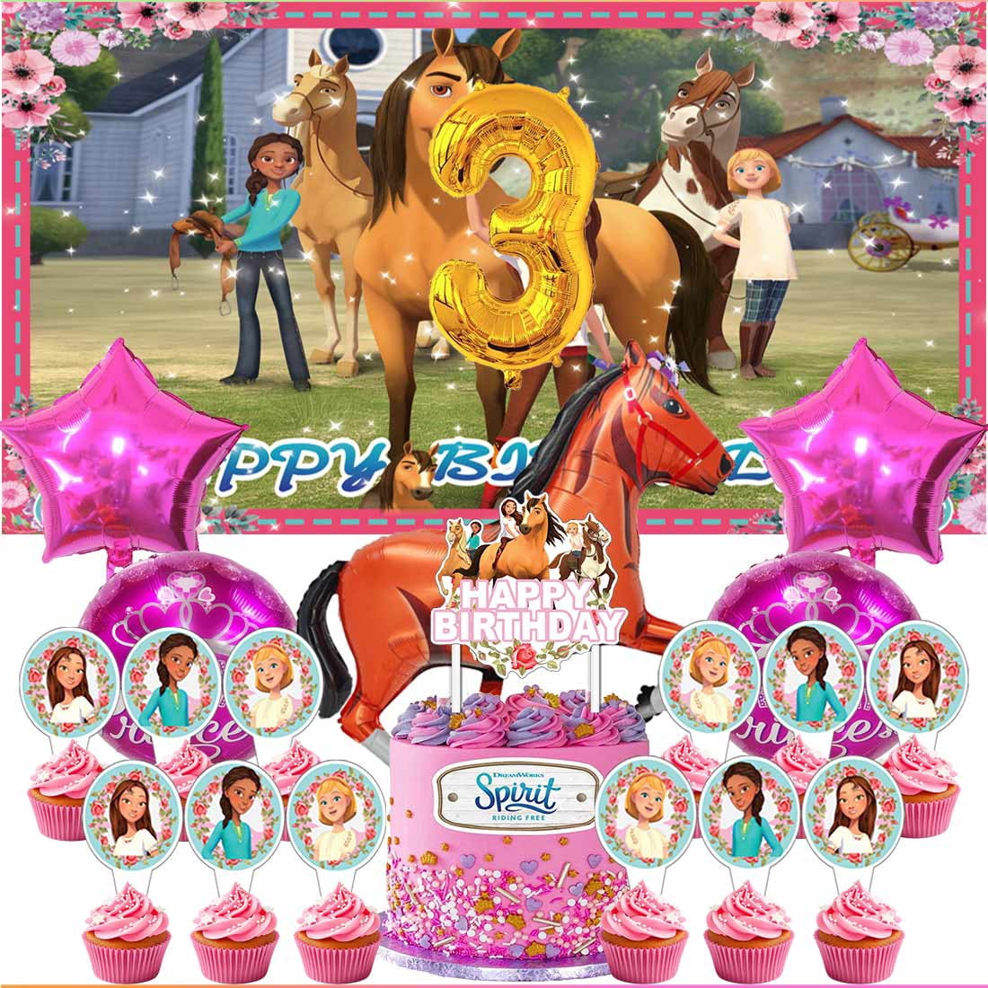 Spirit Riding Party Spirit Riding Party Supplies Decor 3rd Kit Balloons Birthday Cake ...