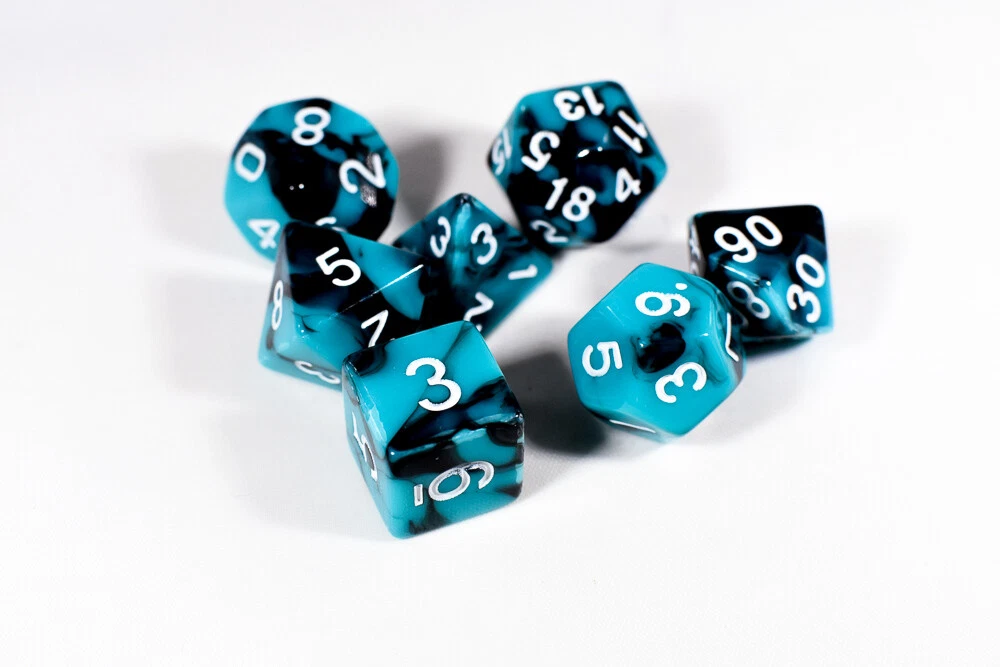 Spirit Shadow Dual Color Swirl Teal/Black Dice Brycesdice Dnd Polyhedral