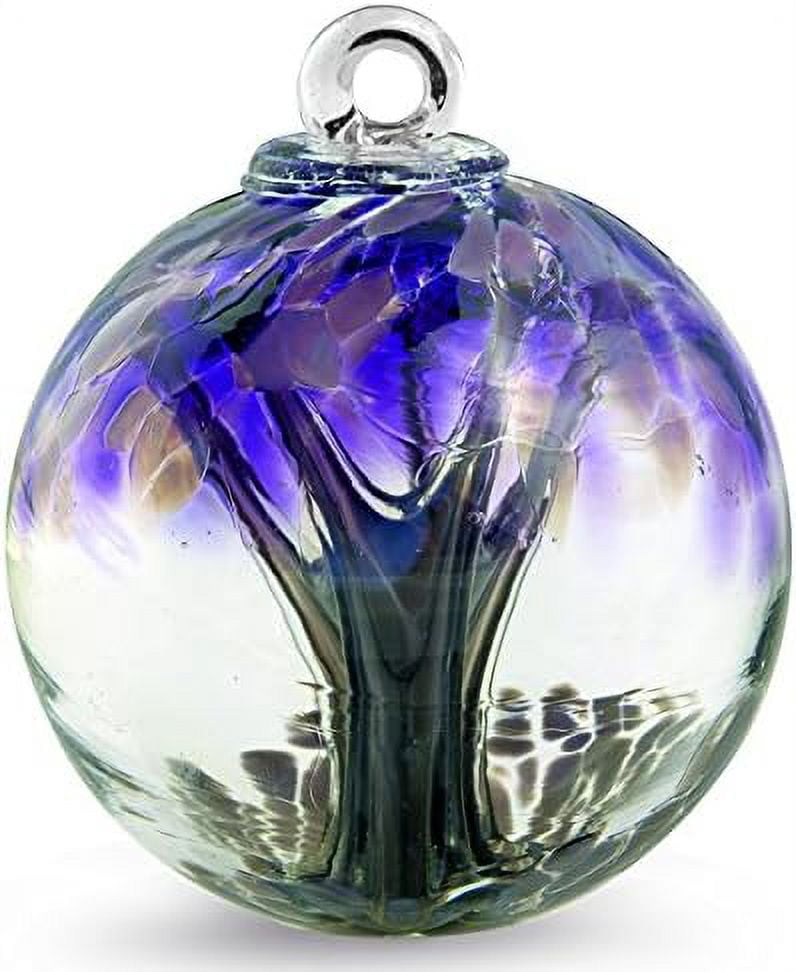 Friendship Ball (Kugel) | 5 Inch Hand Blown Purple Optic Glass Witch Ball | Iron Art Glass Designs