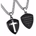 thumbnail image 1 of Spirit & Truth Jewelry 201818 Black R2 Shield Cross Mens Necklace with 24 in. Chain-Christ My Strength, 1 of 1