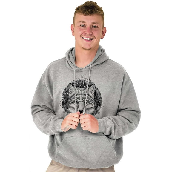 Spirit Wolf Pack Swirl Symbol Animal Unisex Plus Fleece Graphic Hoodie Brisco Brands 5X