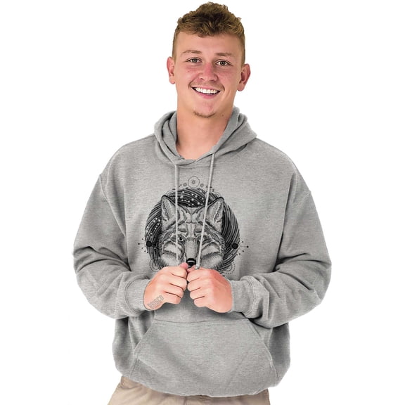 Spirit Wolf Pack Swirl Symbol Animal Unisex Plus Fleece Graphic Hoodie Brisco Brands 4X