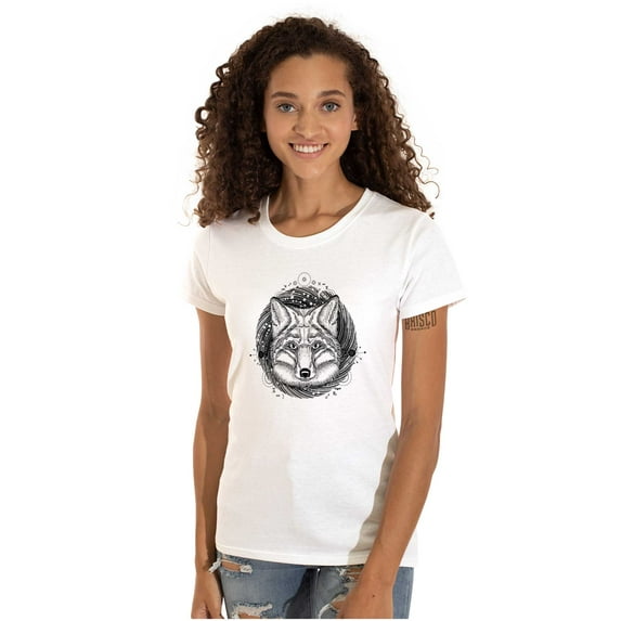 Spirit Wolf Pack Swirl Symbol Animal Womens Slim Fit Graphic Tee Brisco Brands M