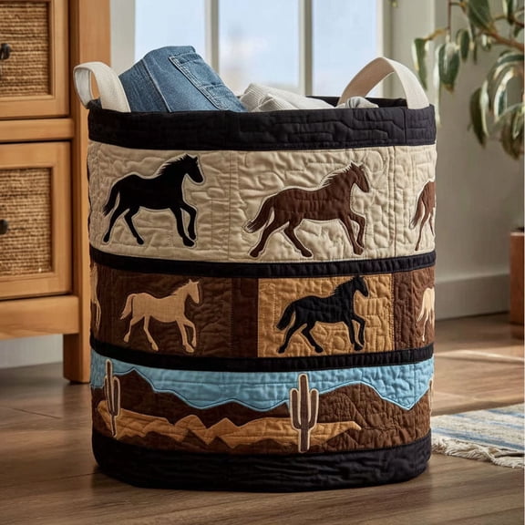 Spirit of the Open Range Quilted Laundry Basket