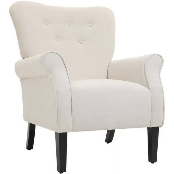 Spirit up Art 31.5" Wide Fabric Tufted Armchair in White