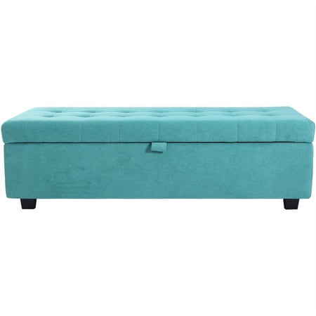 Spirit up Art 51" Wide Fabric Tufted Rectangle Storage Ottoman in Teal