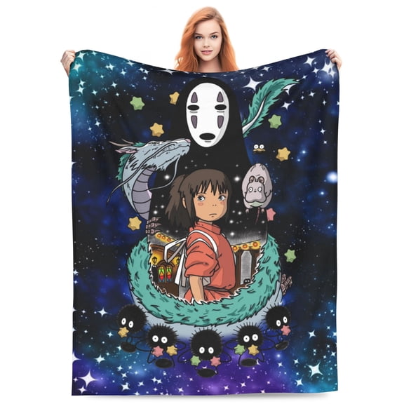 Spirited Awa Bed Blanket 3D Printed Throw Blanket Lightweight Super Soft Air Conditioning Room All Season Blanket Sofa Couch Bed Fans Cartoon Blanket 40"x30"