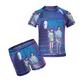 thumbnail image 1 of Spirited Away Boys 2-Piece Swimsuit Set, Short Sleeve Rash Guard & Swim Trunks, 1 of 7