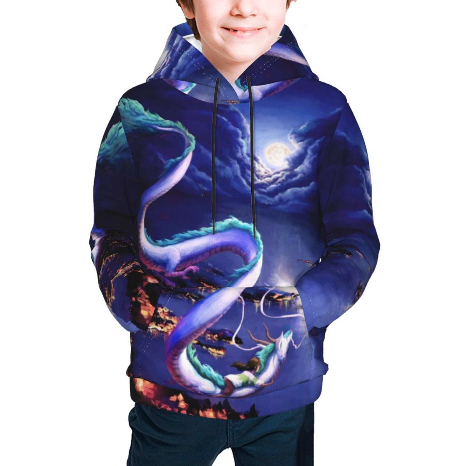 Boys Animated Graphic Printed Hooded Sweatshirt