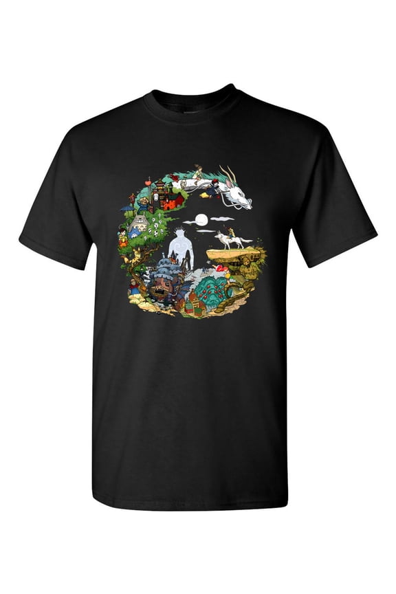 Spirited Away T-Shirt Ghibli Anime No Face Totoro Graphic Tee, for men & women, up to size 5XL