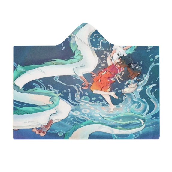 Spirited Awa Wearable Fleece Blanket Hoodie Cloak Hooded Blanket 60"x80"