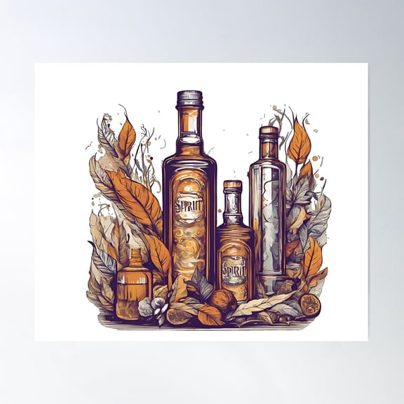 Spirits | Bottles | Apothecary | Witchy World | Poster Wall Art, Modern Wall Decor For Living Room Bedroom, 16x16 UNFRAMED