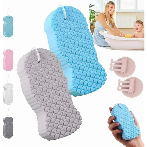 Spirittion Magic Super Soft Exfoliating BathSponge, Lilyrhyme Magic Exfoliating Bath Sponge, Skin Friendly and Reusable for Adults Children and Women Alternative to exfoliating Gloves (3pcs-a)