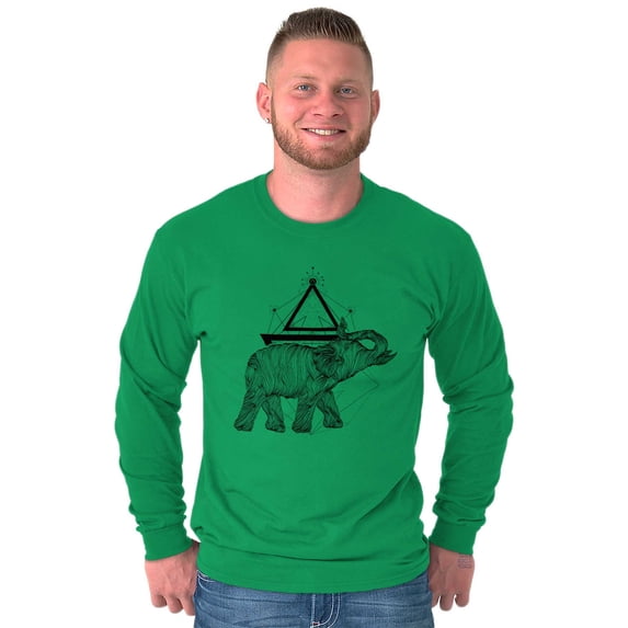 Spiritual Animal Elephant Triangle Long Sleeve TShirt Men Women Brisco Brands S