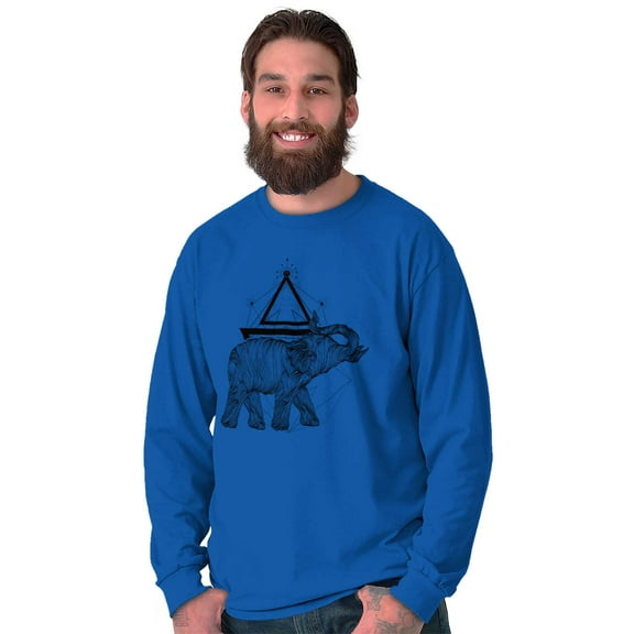 Spiritual Animal Elephant Triangle Plus Size Long Sleeve Graphic Tee Shirt Brisco Brands 3X