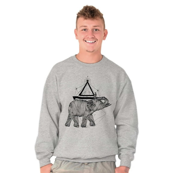 Spiritual Animal Elephant Triangle Sweatshirt for Men or Women Brisco Brands S
