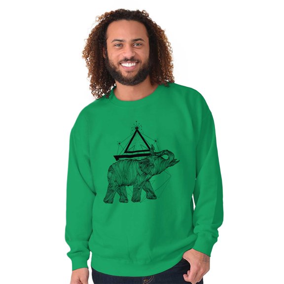 Spiritual Animal Elephant Triangle Sweatshirt for Men or Women Brisco Brands X