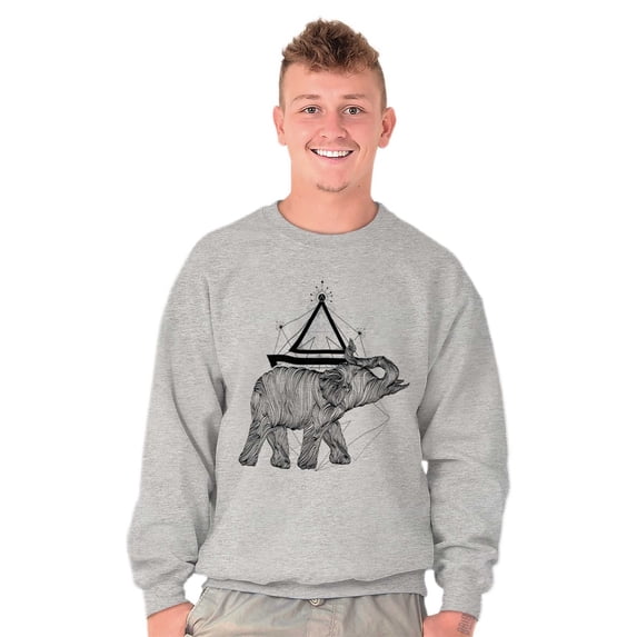Spiritual Animal Elephant Triangle Unisex Plus Fleece Graphic Sweatshirt Brisco Brands 2X