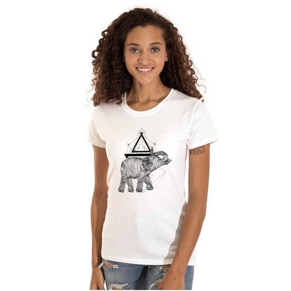 Spiritual Animal Elephant Triangle Womens Slim Fit Graphic Tee Brisco Brands M