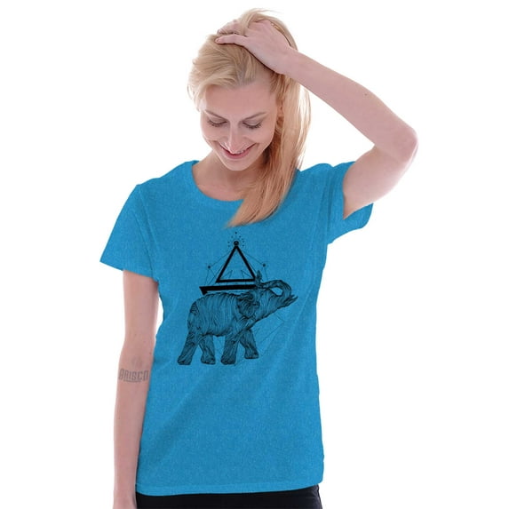 Spiritual Animal Elephant Triangle Womens Slim Fit Graphic Tee Brisco Brands X