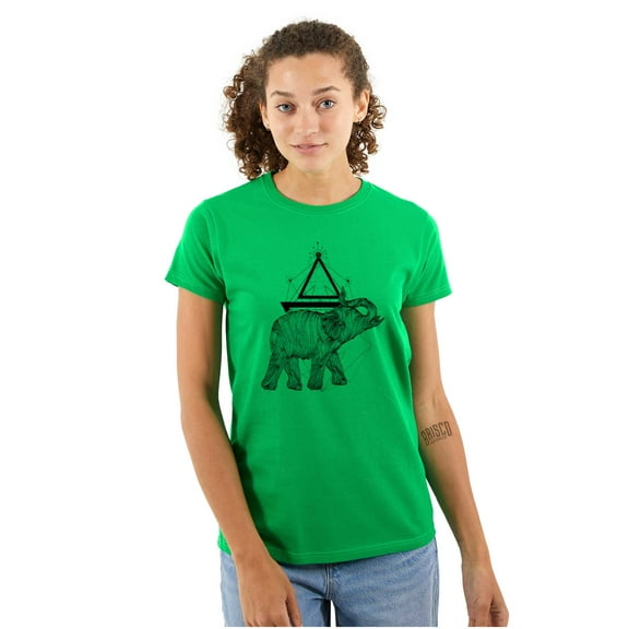 Spiritual Animal Elephant Triangle Womens Slim Fit Graphic Tee Brisco Brands X