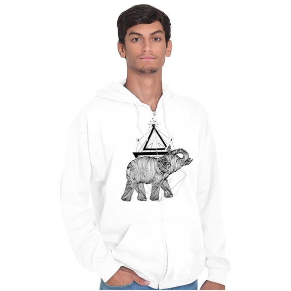 Spiritual Animal Elephant Triangle Zip Up Hoodie Men's Women's Brisco Brands M
