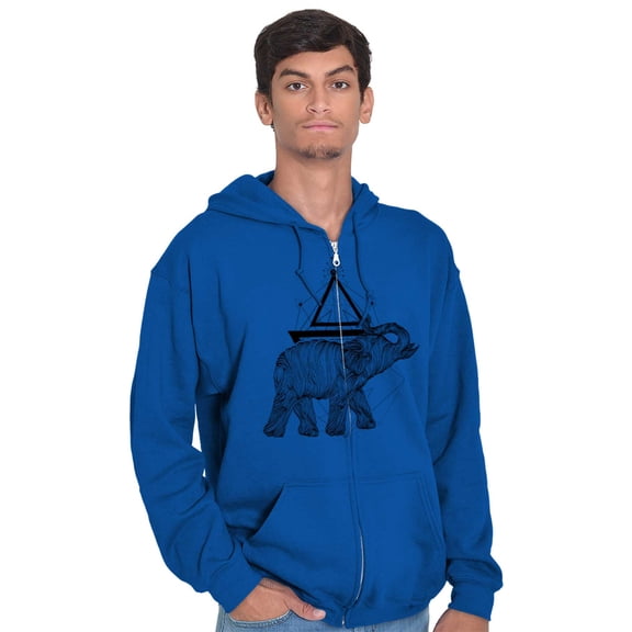 Spiritual Animal Elephant Triangle Zip Up Hoodie Men's Women's Brisco Brands X