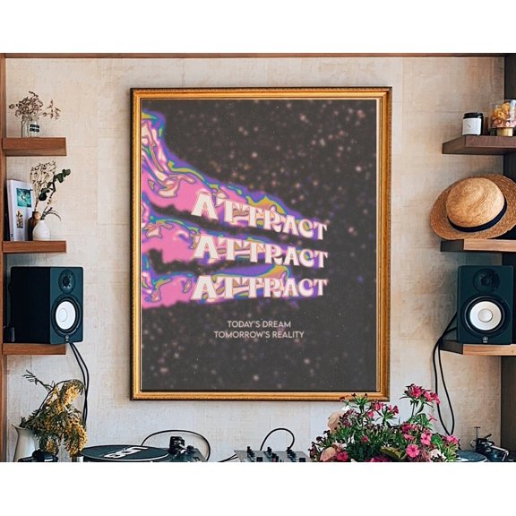 Spiritual Art, Vintage Psychedelic Poster, Aura Poster, Gradient Art, Affirmation Quote, 70S Home Decor, Retro Wall Art Wall Art, Modern Wall Decor For Living Room, 8x12 UNFRAMED