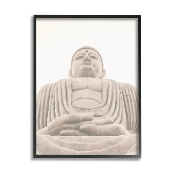 Spiritual Buddha Sacred Sculpture Religious Photograph Black Framed Art Print Wall Art