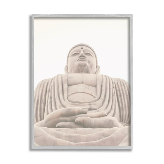 Spiritual Buddha Sacred Sculpture Religious Photograph Gray Framed Art Print Wall Art