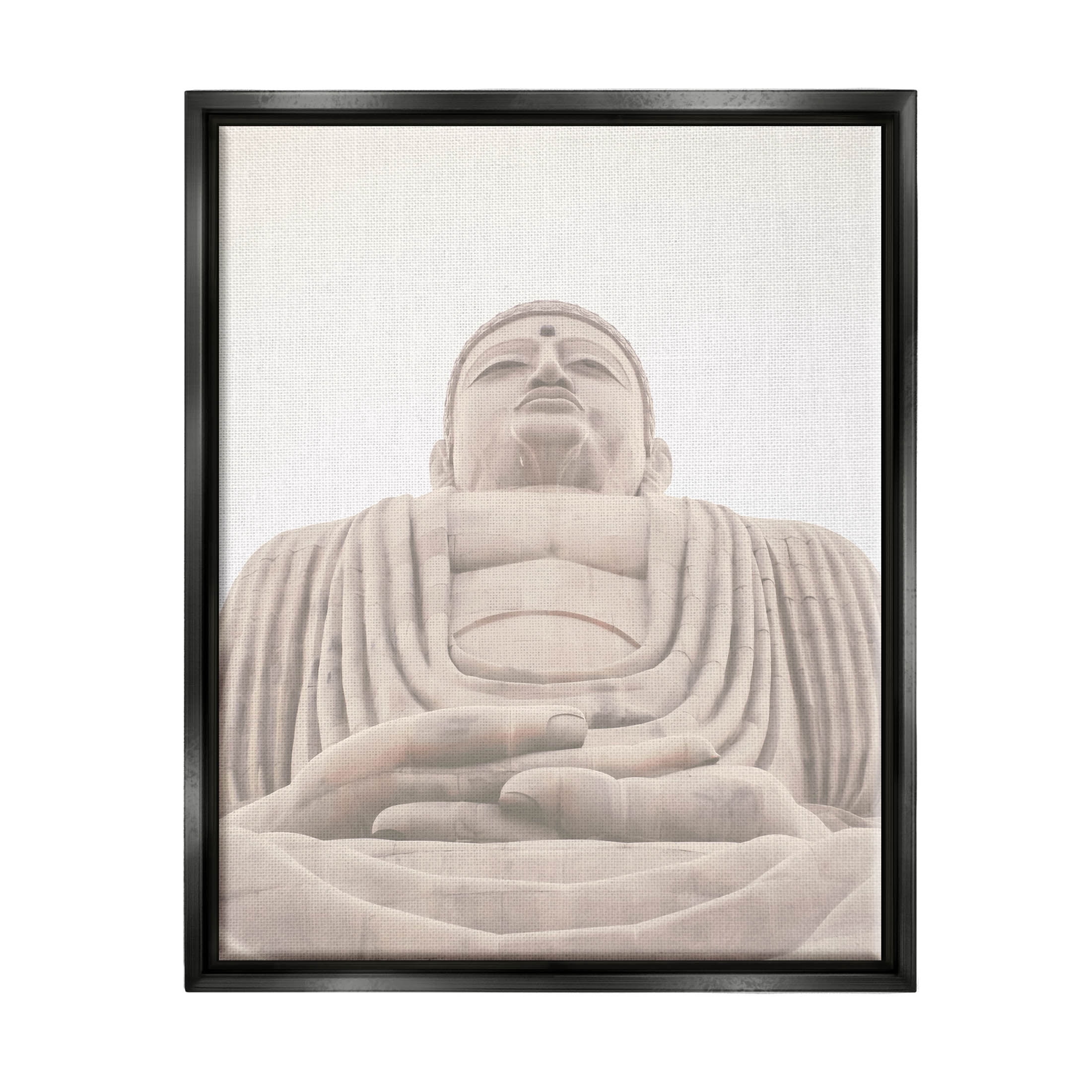 Spiritual Buddha Sacred Sculpture Religious Photograph Jet Black Framed Art Print Wall Art