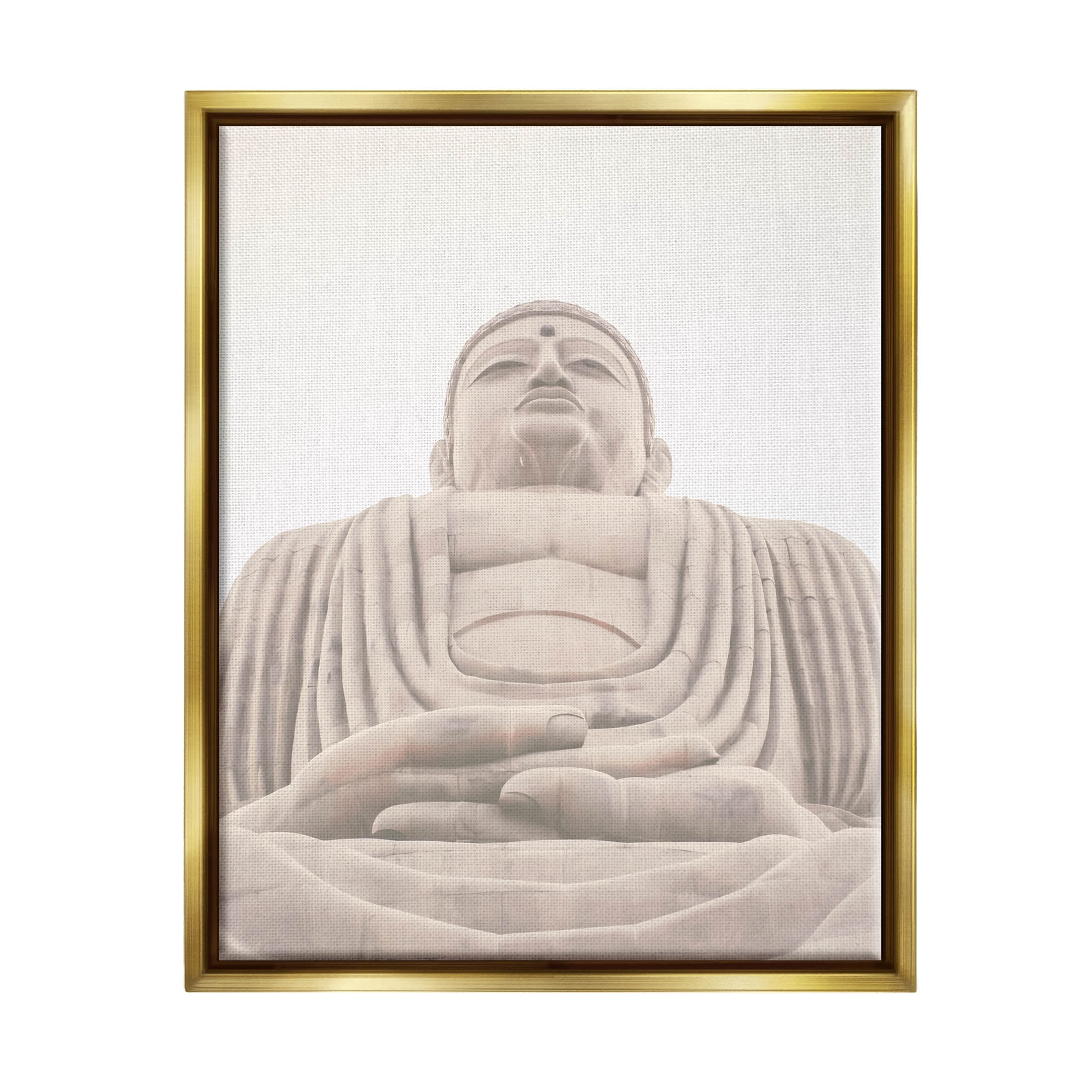 Spiritual Buddha Sacred Sculpture Religious Photograph Metallic Gold Framed Art Print Wall Art