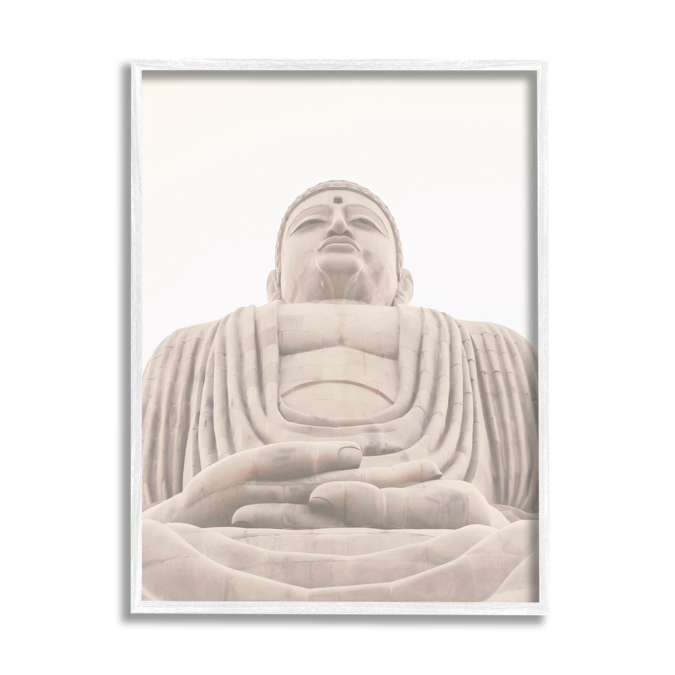 Spiritual Buddha Sacred Sculpture Religious Photograph White Framed Art Print Wall Art