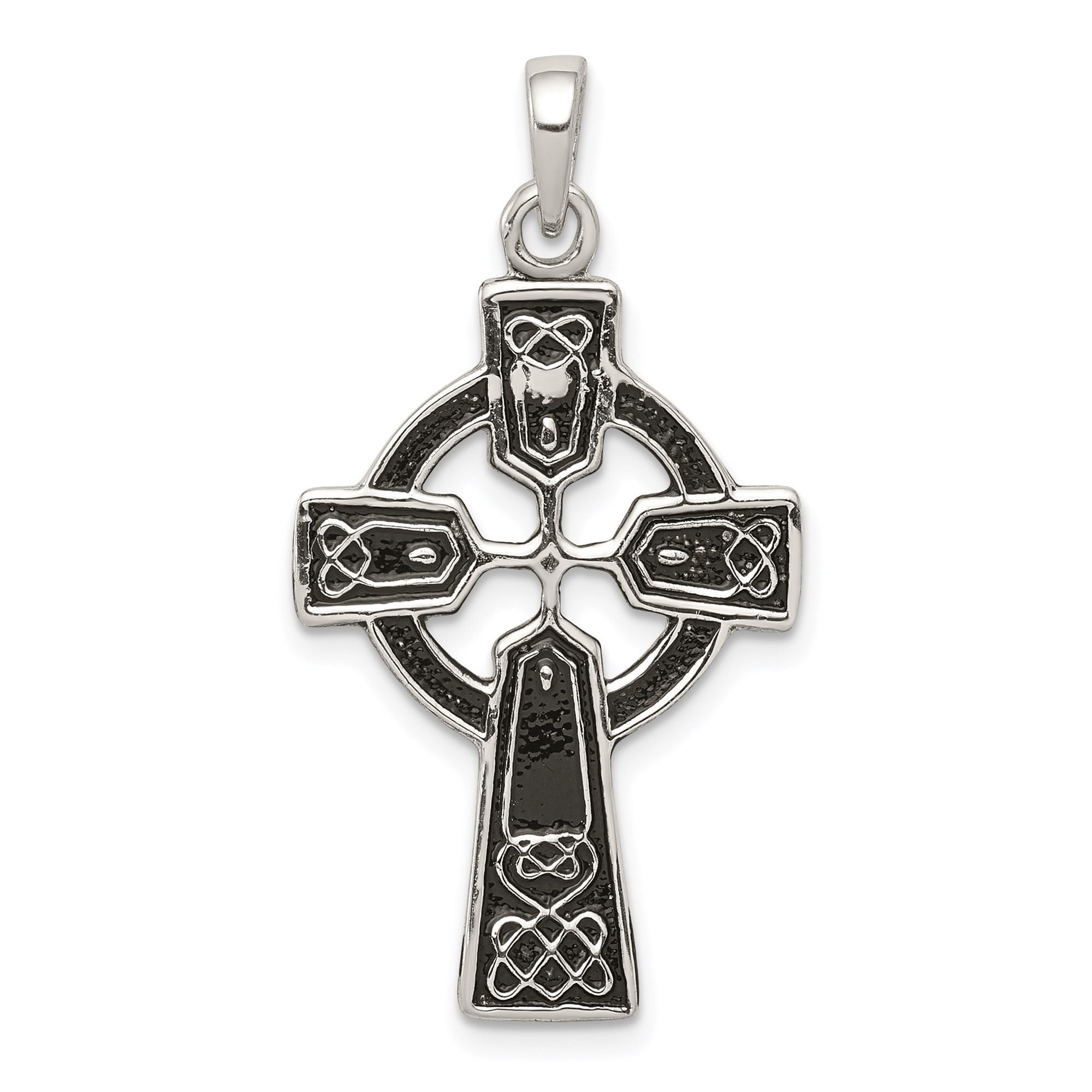 925 Sterling Silver Celtic Knot Cross Pendant with Halo Accents, Unisex ...