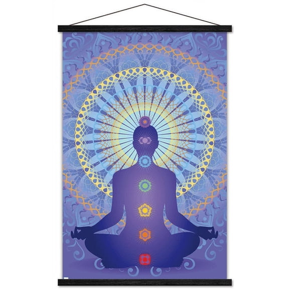 Spiritual - Chakras Wall Poster with Wooden Magnetic Frame, 22.375" x 34"